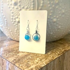 Blue Sea Glass Bead Earrings-NWT